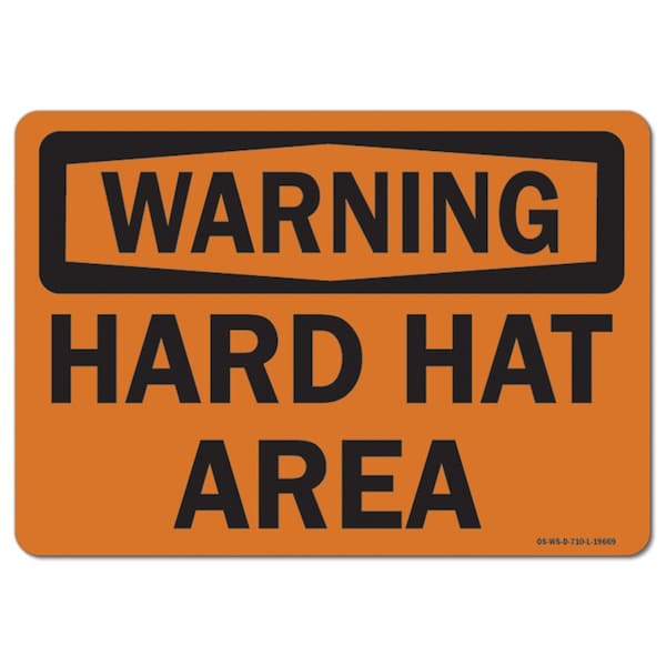 OSHA Warning Sign, Hard Hat Area, 24in X 18in Aluminum, 24" W, 18" H, Landscape, Hard Hat Area